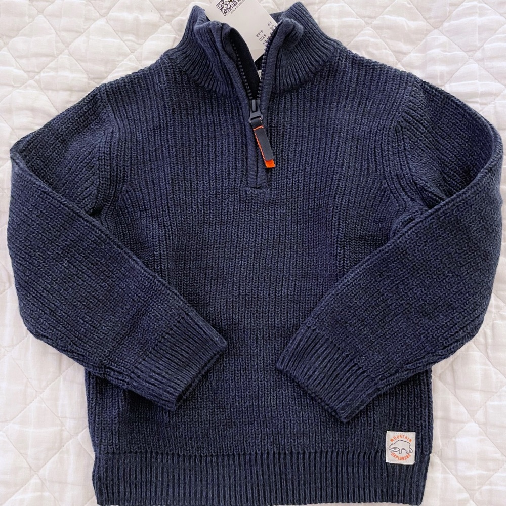 H&M ribbed navy 3/4 zip up